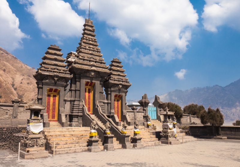 Hindu temple (Pura Luhur Poten) at the foot of Mount Bromo, Java island, Indonesia