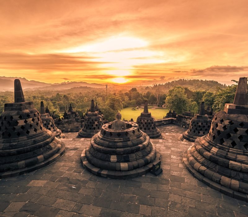 Dramatic,Sunset,Borobudur,Temple,At,Sunset,Yogyakarta,,Java,,Indonesia.