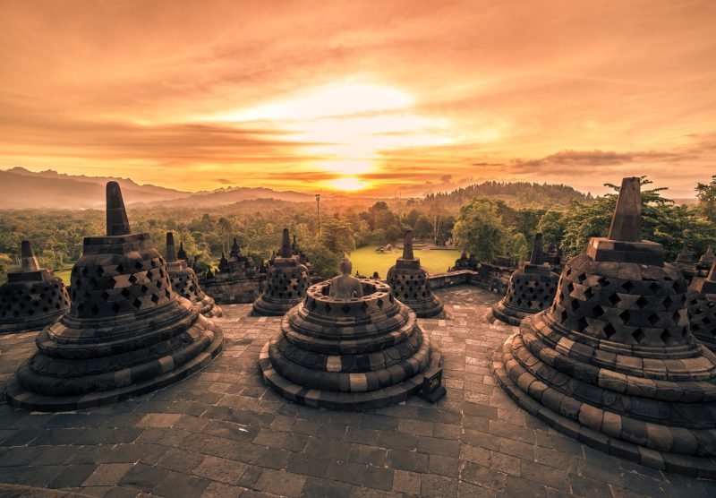 Dramatic,Sunset,Borobudur,Temple,At,Sunset,Yogyakarta,,Java,,Indonesia.