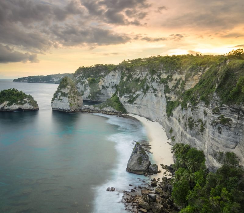 beautiful afternoon scenery at nusa penida cliff, bali